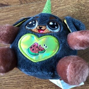 Unicorn Dog with watermelon tummy stuffed animal